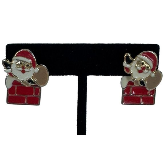 AIM Christmas Earrings Santa Chimney with Presents Bag Holidays Fashion Jewelry - Picture 2 of 8